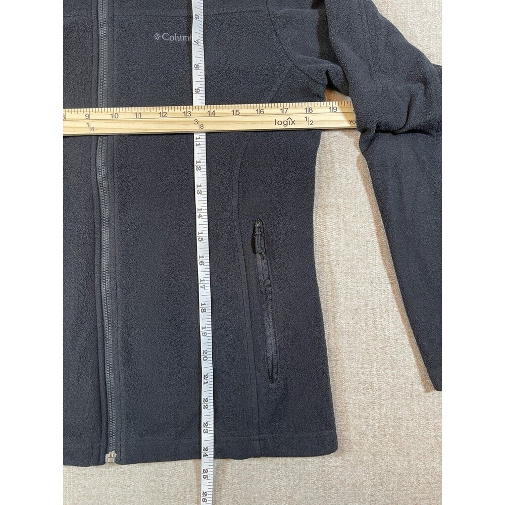 Columbia Sweater Black Full Zip Pockets Fleece Logo Casual Womens Size S Small - Picture 5 of 6